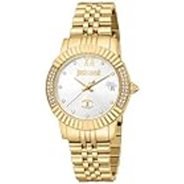 Just Cavalli, Accessoarer, Dam, ONE Size, Analogt damklocka med datumindikator - yellow (ONE SIZE)