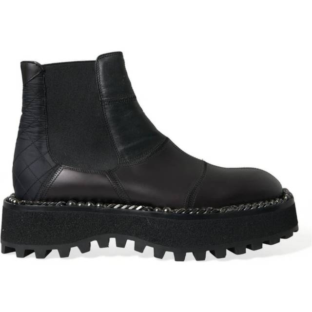 Dolce & Gabbana Black Leather Slip On Stretch Chelsea Boots Shoes - EU39/US6