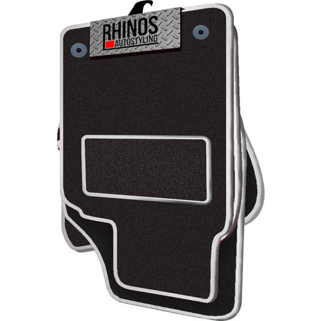 TAILORED TO FIT Range Rover Sport (2008-2013) - FULL SET OF TAILORED LUXURY INTERIOR FLOOR CAR CARPET MATS - BLACK MAT + WHITE LEATHER EDGING