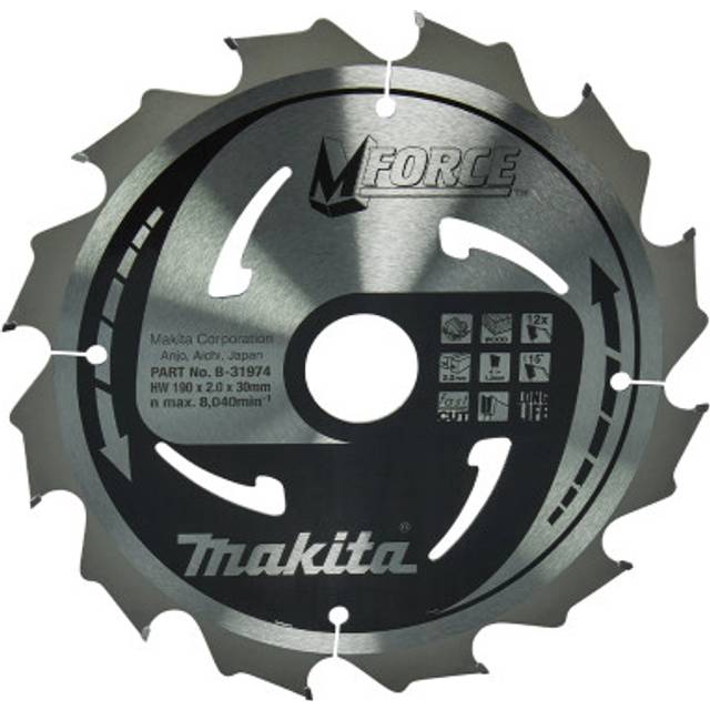 Makita MFORCE Circular Saw Blade for Wood Cutting 190mm 12T 30mm