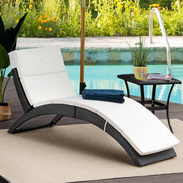 Outsunny Black Rattan Sun Lounger - 1 Seater