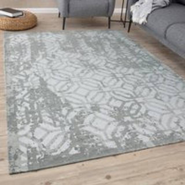 Washable Rugs for Living Room Kitchen Bedroom Geometric Design Green Machine Washable Area Rugs and Runners 6934 - 80cm x 150cm