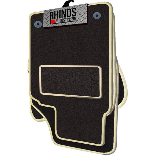 TAILORED TO FIT Range Rover Sport (2008-2013) - FULL SET OF TAILORED LUXURY INTERIOR FLOOR CAR CARPET MATS - BLACK MAT + BEIGE LEATHER EDGING