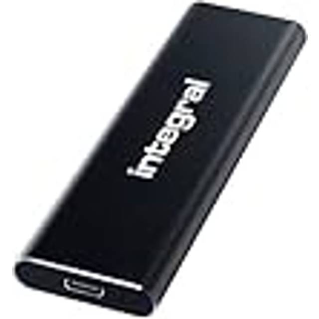 Integral SlimXpress 1 TB USB och USB-C 3.2 Gen 2 bärbar extern SSD – supersnabb 1050 MB/s läs/1 000 MB/s skrivhastigheter, elegant aluminiumhölje och Plug & Play. Mac, PC, XBOX och Playstation