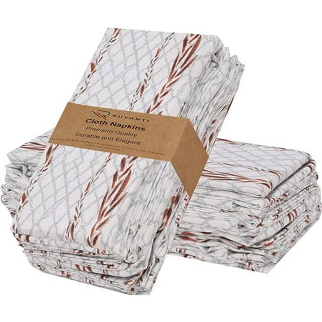 Ruvanti Cloth Napkins Set of 12 Cotton 100%  18x18 Inches Napkins Cloth Washable  Soft  Absorbent. Cotton Napkins for Parties  Christmas  Thanksgiving