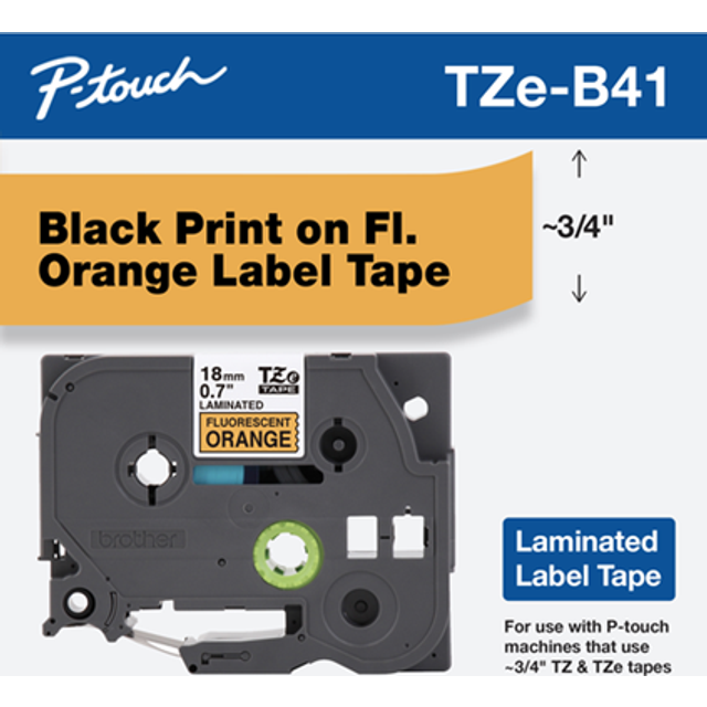 Compatible Brother TZe-B41 Black on Orange 18mm P-Touch Labelling Tape