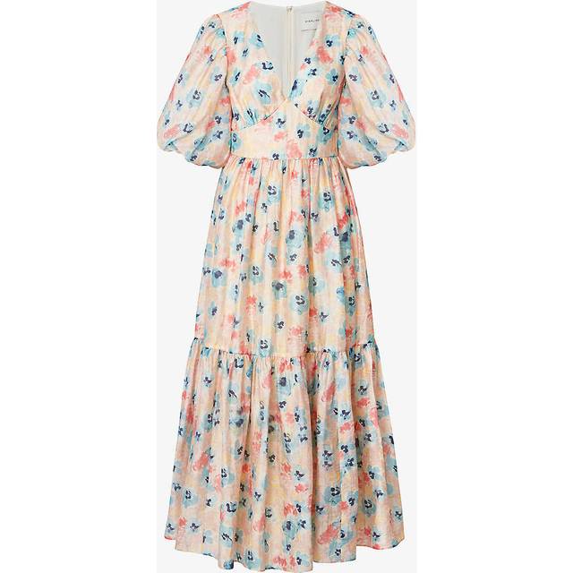Malina Freya Floral Puff Sleeve Maxi Dress, Multi