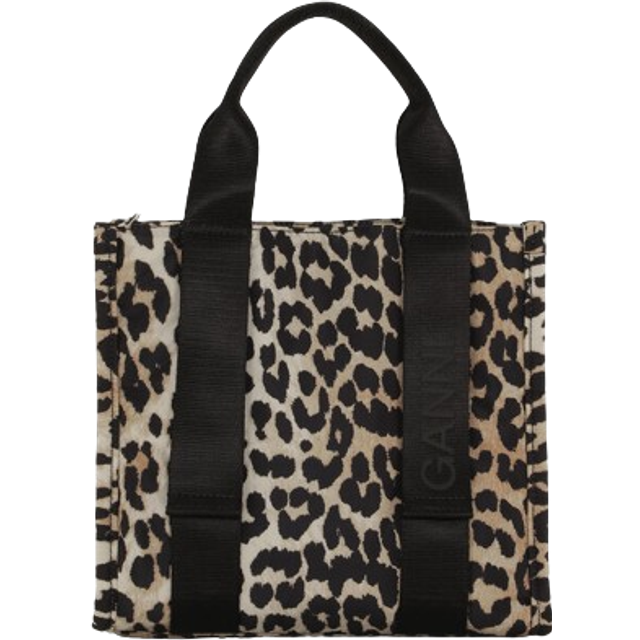 Ganni Womens Leopard Leopard-print Recycled-polyester Tote Bag 25x25x12cm - LEOPARD