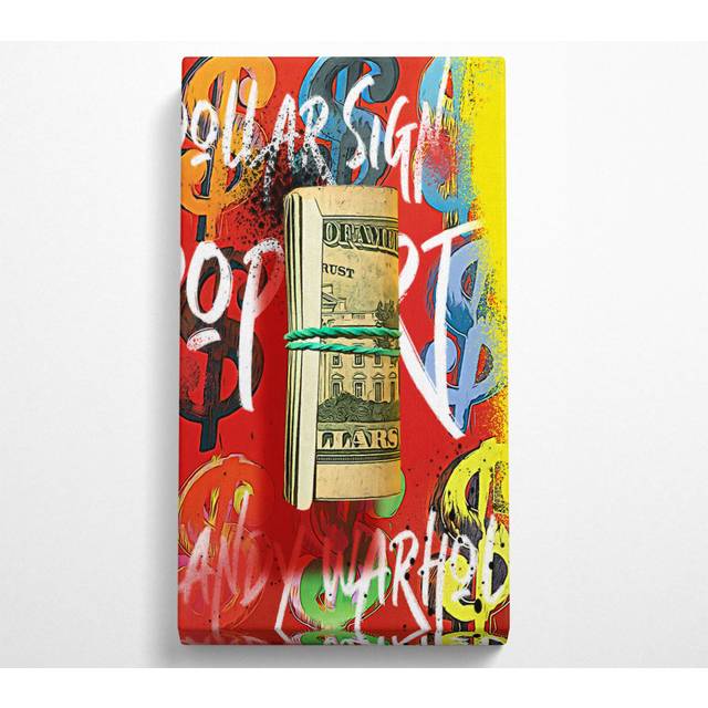 Andy Warhol Dollar Bill Rolled Wide - Wrapped Canvas Art Prints (40.6cm H x 40.6cm W x 1cm D)
