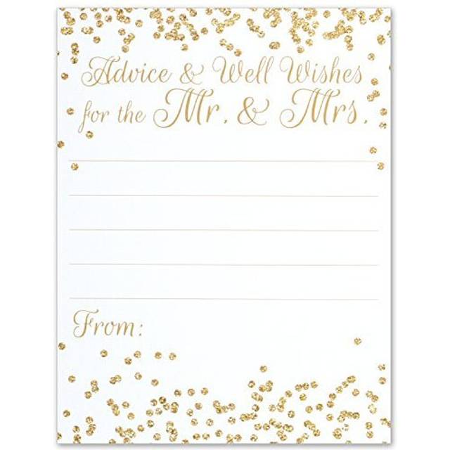 Advice and Well Wishes for the Mr. And Mrs. - Wedding Advice Cards - Faux Confetti Gold Glitter - 4.25x5.5 Vertical Card - Pack of 40