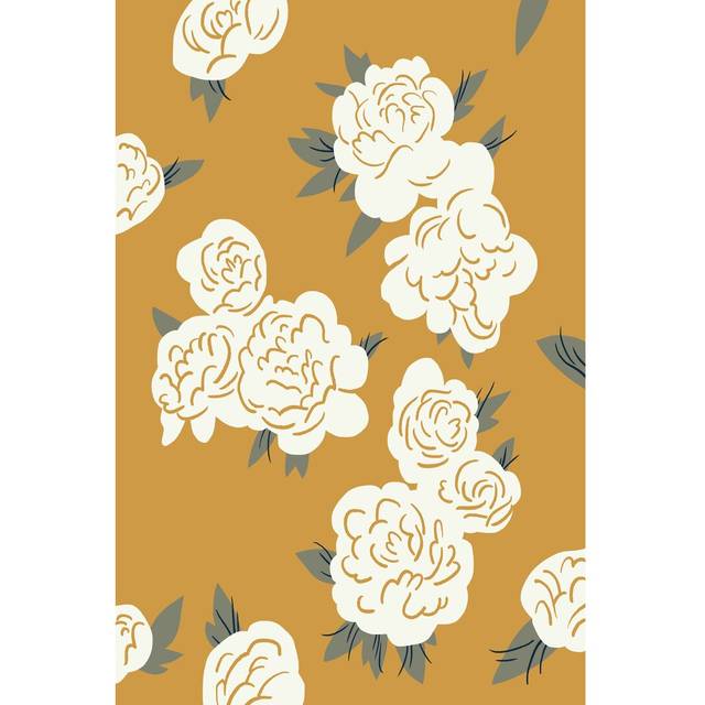 Ivory Peonies on Gold II by Jacob Green - Wrapped Canvas Painting Print (46cm H x 30cm W x 3.8cm D)