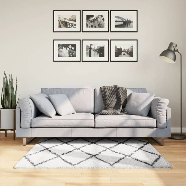 (cream and black, 120 x 120 cm) vidaXL Shaggy Rug Floor Mat Fluffy Rug Area Rug PAMPLONA High Pile Modern