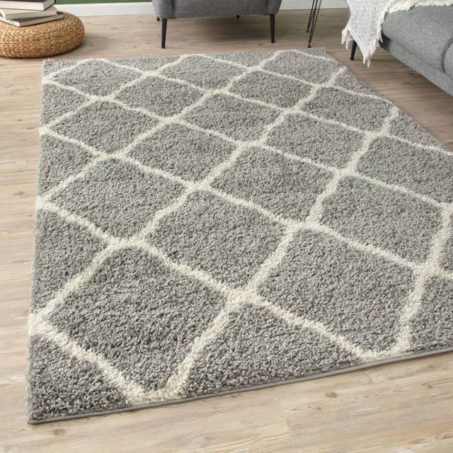 The Rugs Modern Luxury Shaggy Rug Berber Grey 80X150Cm, Grey
