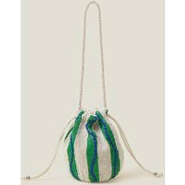 Accessorize Hand-Beaded Stripe Duffle Bag - White