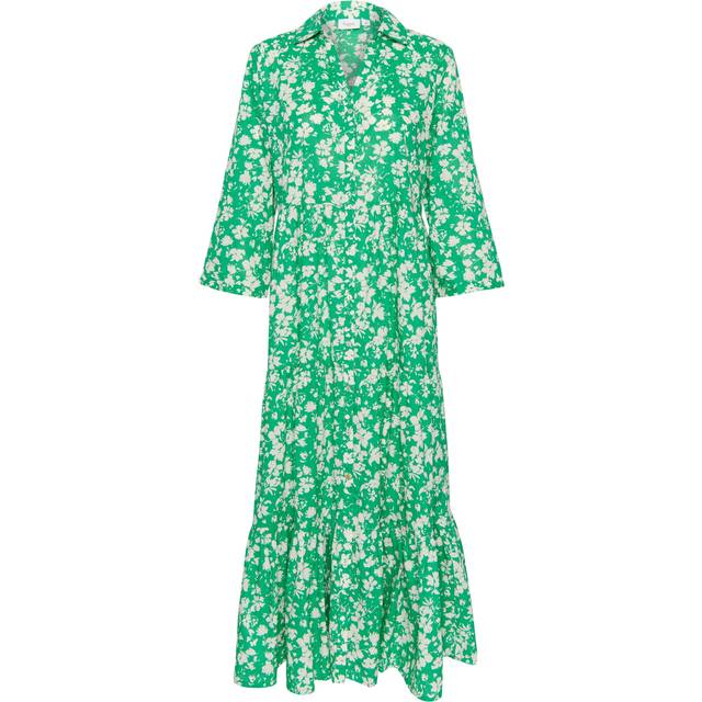 Saint Tropez Zus Maxi Three Quarter Sleeve Shirt Dress - Bright Green Floral