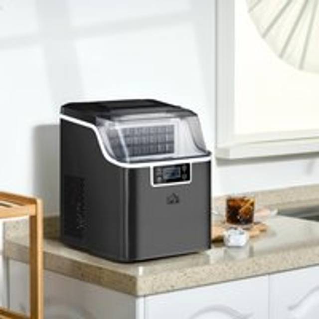 HOMCOM Counter Top Ice Maker Machine with Adjustable Cube Size Scoop Black | TJ Hughes