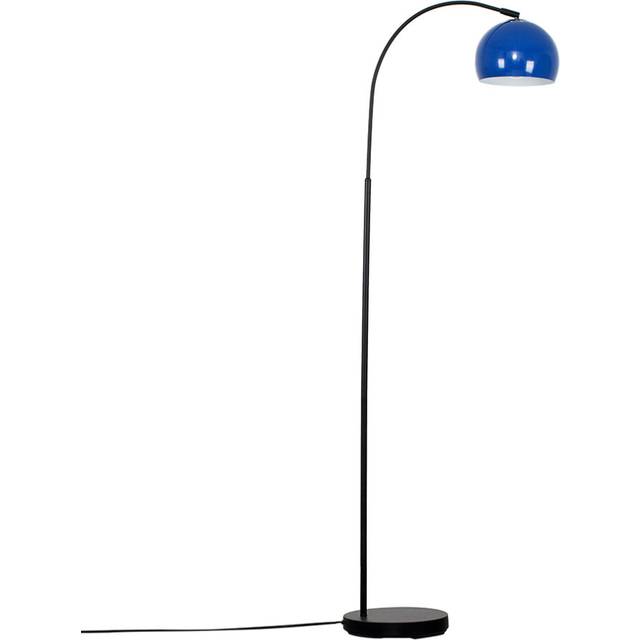 Minisun - Designer Style Black Curved Stem Floor Lamp With Gloss Navy Blue Metal Dome Light Shade