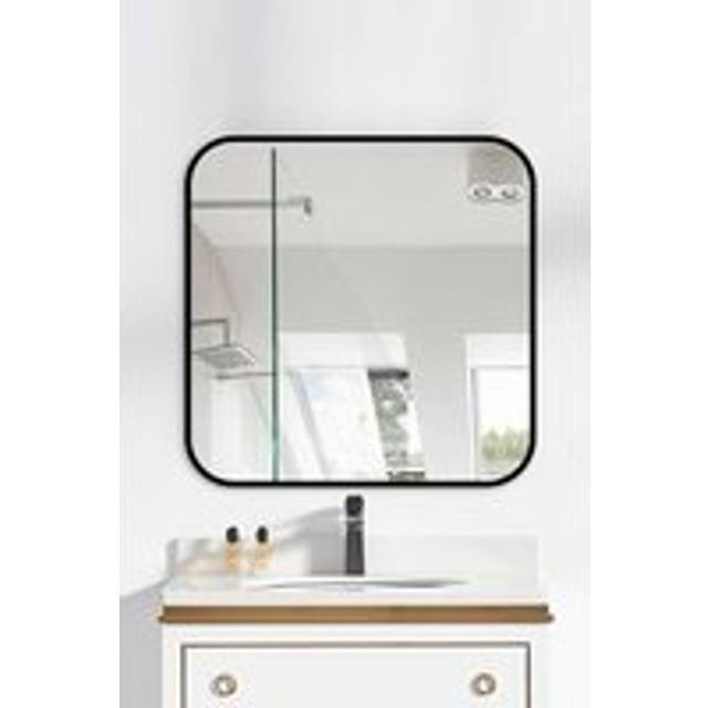 Modern Square Wall Mirror With Aluminum Alloy Frame - Black - One Size