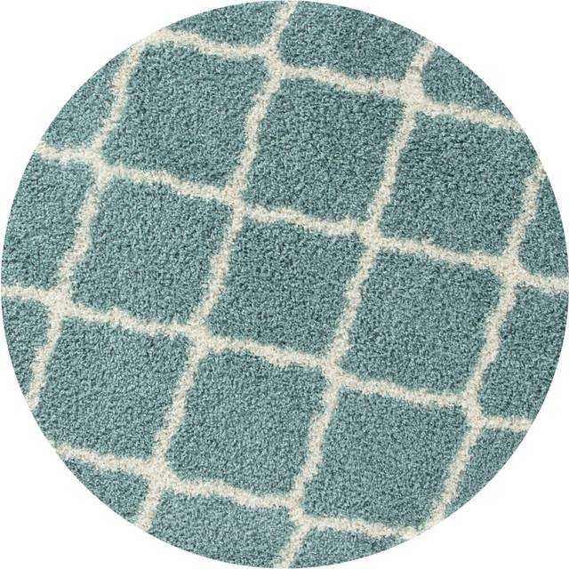 The Rugs Modern Luxury Shaggy Rug Berber Duck Egg Blue Ø 120Cm, Blue