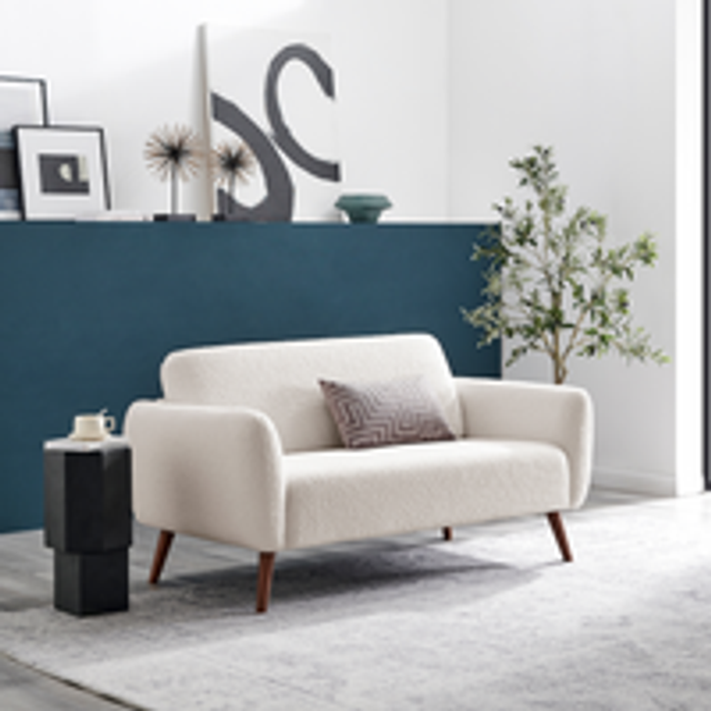 Furniturebox Terry 2 Seater White Boucle Sofa