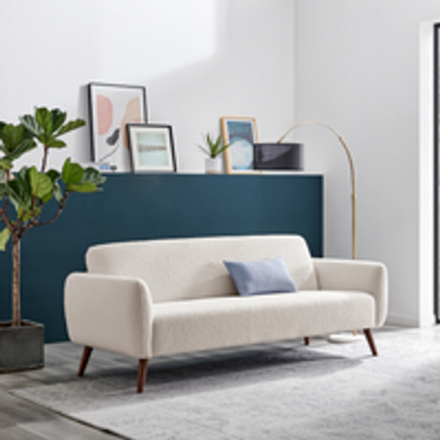 Furniturebox Terry 3 Seater White Boucle Sofa