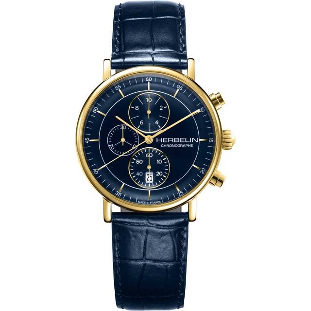 Herbelin 35647P15 Inspiration Chronograph Blue Leather Strap Watch - W03129