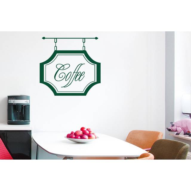 Coffee Shop Sign Wall Sticker - Dark Green (55cm H X 57cm W)
