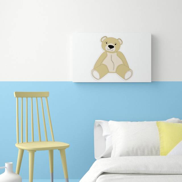 &#39;Stitched up Teddy Childrens&#39; Graphic Art Print on Wrapped Canvas in White (50.8 cm H x 81.3 cm W)