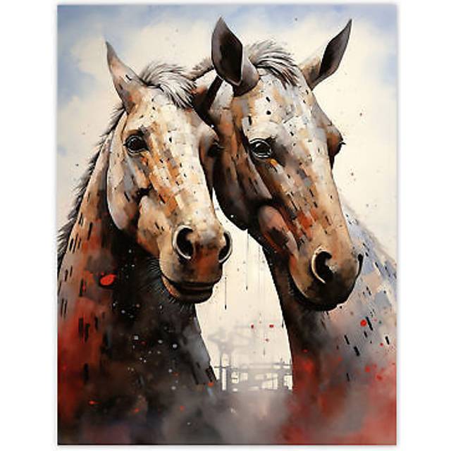 Kelpies Reimagined Mythical Scottish Horse Illustration Artwork Falkirk Scotland Large Wall Unframed Art Poster Print Thick Paper 18X24 Inch - Multi - - W18 inch x H24 inch