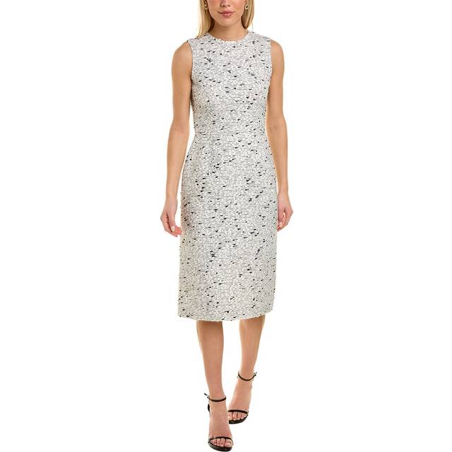 Oscar De La Renta Silk-Lined Marble Tweed Wool-Blend Sheath Dress