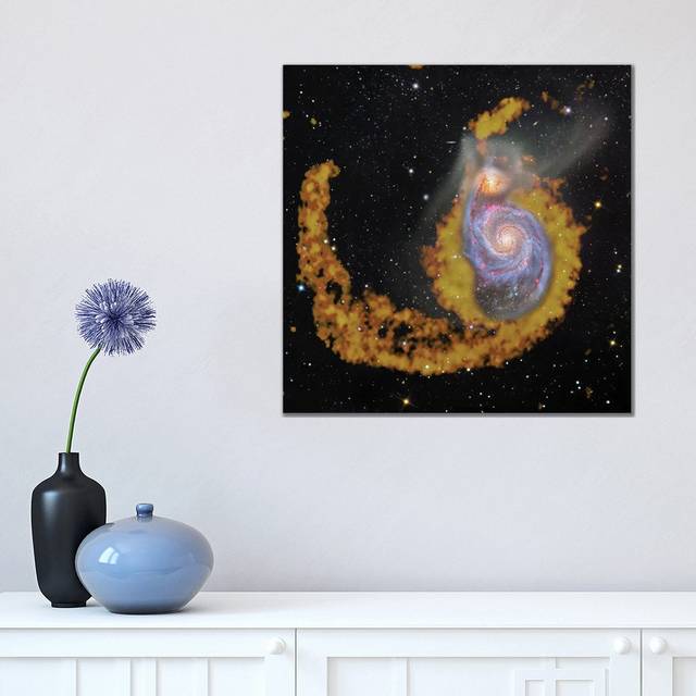 M51, the Whirlpool Galaxy Composite Radio Wave & Visible Light Image by Robert Gendler - Wrapped Canvas Graphic Art (45.72cm H x 45.72cm W x 1.91cm D)