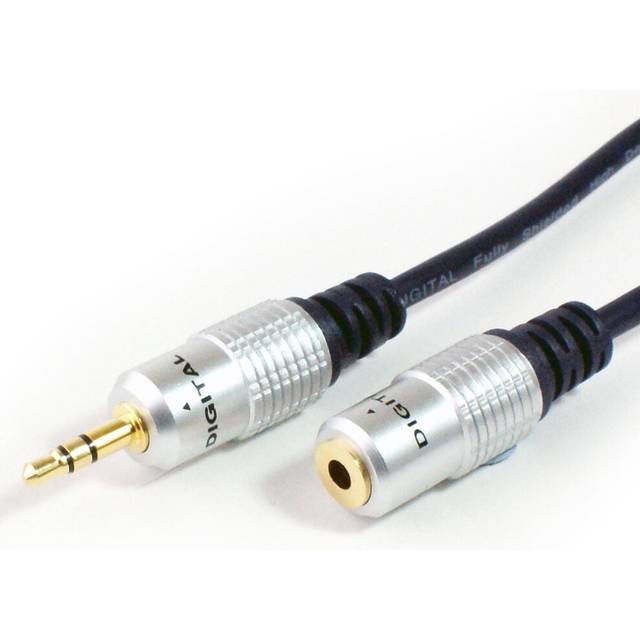 GOLD 1m 3.5mm Jack Plug to Female Stereo Cable Headphone Extension Audio Lead