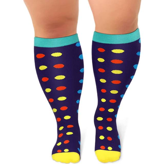 Plus Size Compression Socks for Women Men Wide Calf 20-30 mmHg Extra Large for Circulation Support Recovery-Dot (1 Pack)/XX-Large
