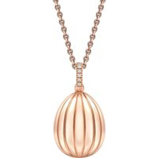 Faberge Colours of Love 18ct Rose Gold Diamond Ruby Fluted 180 Limited Edition Egg Pendant - Rose Gold
