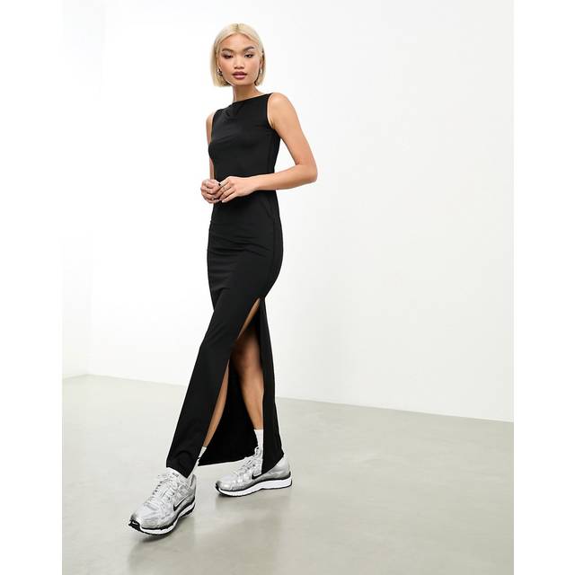 Weekday Annie Sort maxikjole med bådudskæring og slids siden-Black