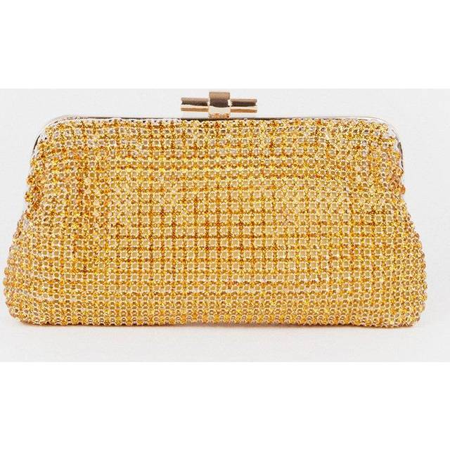 Rhinestone Clutch Bag - Gold