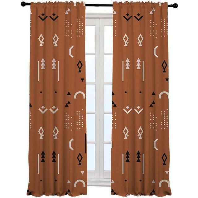 Arawn Semi Sheer Curtains - Brick (140cm Width x 300cm Drop)