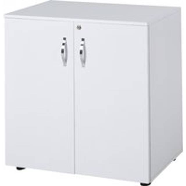 Vinsetto 2-Tier Locking Office Storage Cabinet File Organisation w/ Feet Melamine Coating Aluminium Handles 2 Keys Stylish White