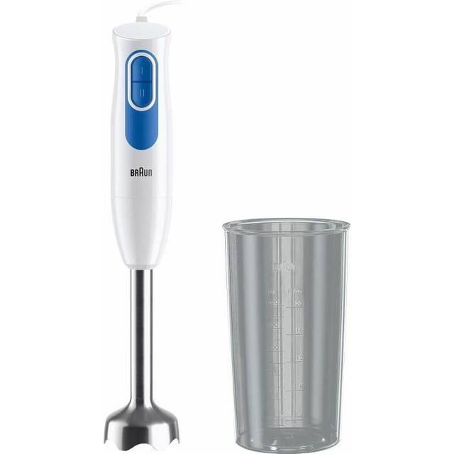 Braun handmixer MQ20.001M – MultiQuick 2 puréstav med rostfritt stål mixfot, för såser, smoothies och mycket mer, 2 hastigheter, inkl. 600 ml mix- och mätkopp, 600 W, vit