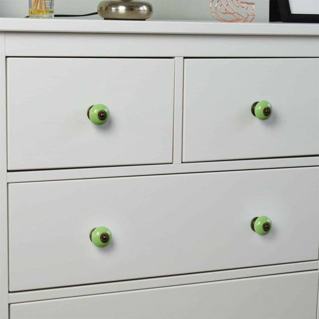 Pack of 6 Nicola Spring Round Door Knobs - Green