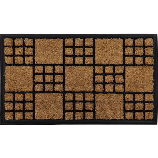 Jvl Comfort Rubber Backed Coir Tuffscrape Scraper Doormat, 40X60Cm, Chequered, Brown
