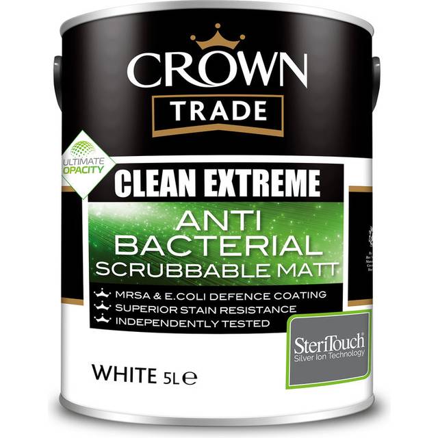 Crown Trade Clean Extreme Steracryl Anti Bacterial Scrubbable Matt White