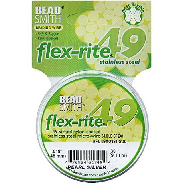 The Beadsmith Flex-Rite 49 Strand Nylon Coated  Stainless-Steel Beading Wire  Jewelry Making Supply .018 Dia  Pearl Silver - 30 Ft