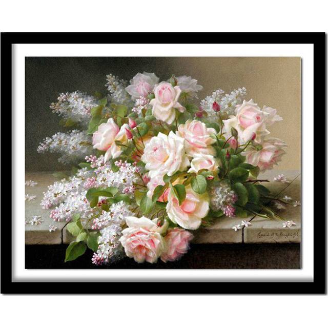 Diamond Embroidery Flower Wedding Decor DIY 5D Diamond Painting Pink Rose Picture of Rhinestones 20X30CM