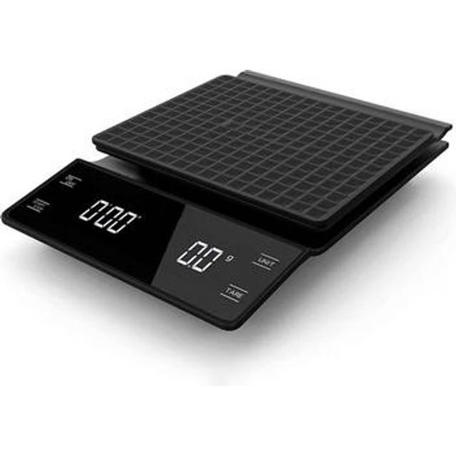 3KG digital kaffevåg med LED-display och timer Köksvåg med hög precision (batteridriven, batteri ingår ej) - Svart