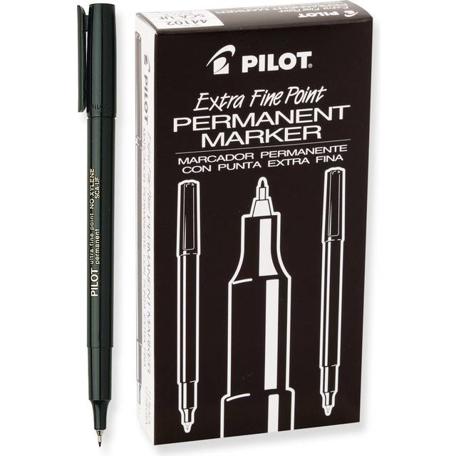 PILOT Extra Fine Point Permanent Markers  Black Ink  12-Pack 44102