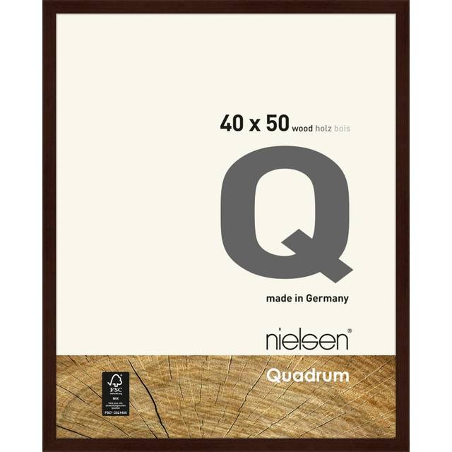 Quadrum 40 x 50cm Wooden Picture Frame With Protective Glass Front - Brown - One Size
