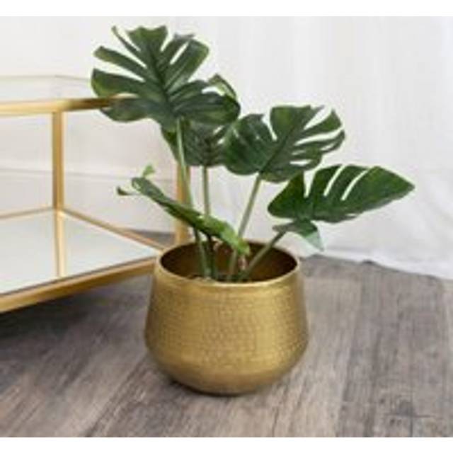 Medium Round Gold Patterned Planter Material: Garden