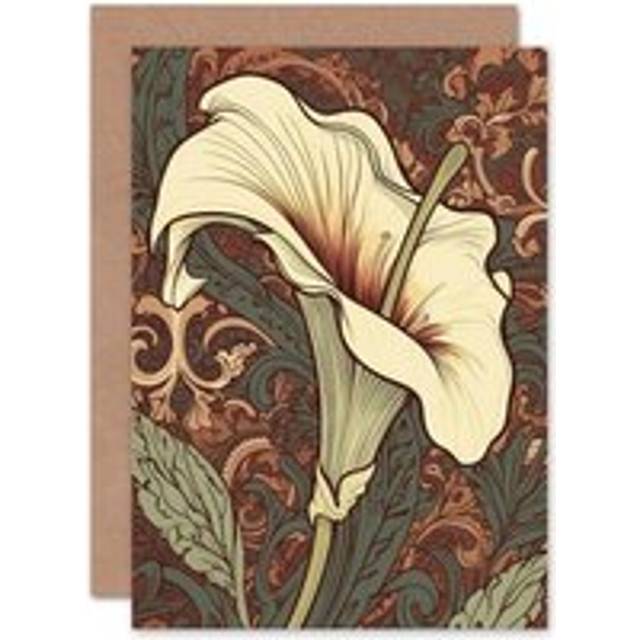 Cala lily flower art nouveau william morris style birthday blank greeting card