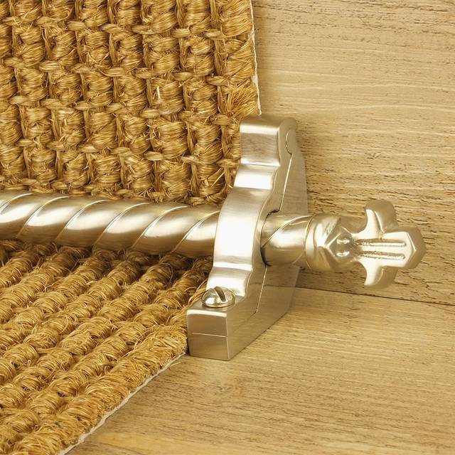 Country Satin Nickel Finish Bordeaux Spiral Stair Carpet Runner Rods - Rod Length: 74cm (2ft 5in approx.) - Rod Diameter: 1/2&quot; (12mm) Rod Length: